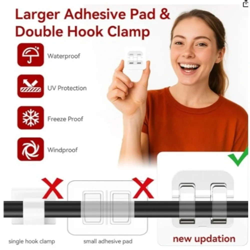 Hooks for Outdoor String Lights, 80 Pack‎ Heavy Duty Cable Clips